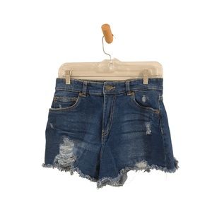 Ripped, High Waisted Jean Shorts